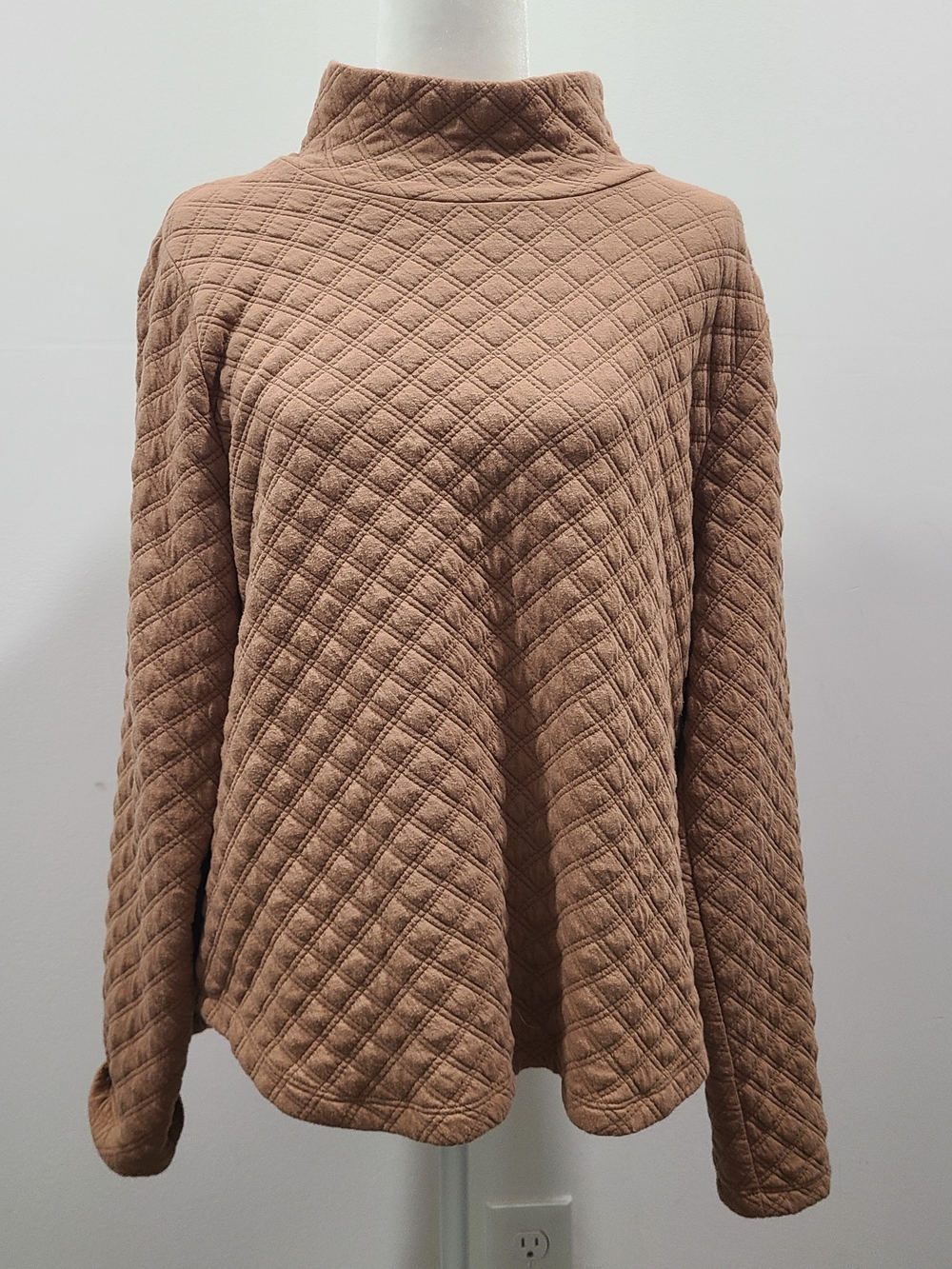 J. Crew Quilted Turtleneck Sweater - Tan Brown